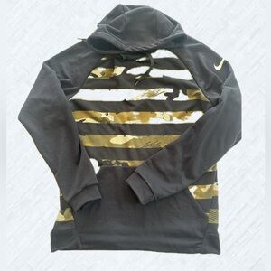 Nike Black and Olive Green Dri-Fit Pullover Hoodie